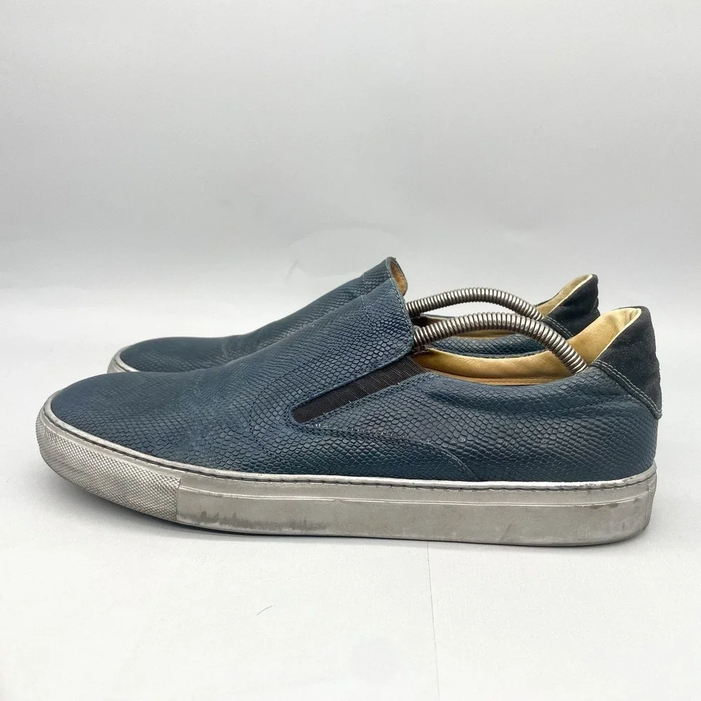 Robert‎ Graham Mens 44 11 Rolo Slip On Sneakers Shoes Blue Snake Leather Casual